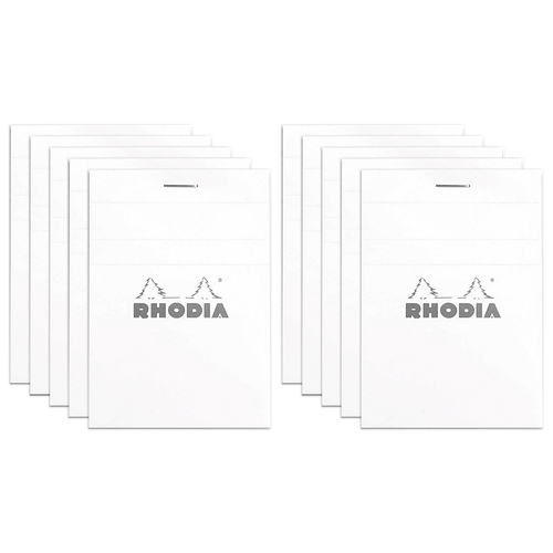 10PK Rhodia No.11 Top Stapled A7 Notepad 5x5 Grid - White