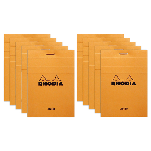 10PK Rhodia No.11 Top Stapled A7 Notepad Ruled - Orange