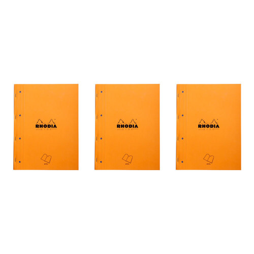 3PK Rhodia Side Stapled A4+ Notepad w/ 4 Holes Seyes - Orange