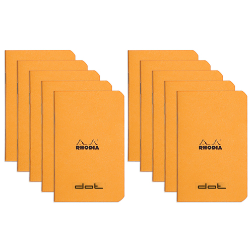 10PK Rhodia A7 Cahier Notebook Office Stationery Dot Grid - Orange