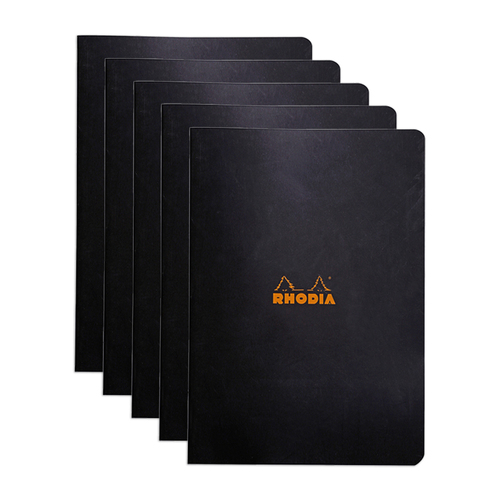 5PK Rhodia A4 Cahier Notebook Office Stationery 5x5 Grid - Black