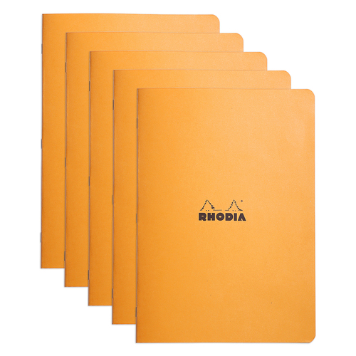 5PK Rhodia A4 Cahier Notebook Office Stationery 5x5 Grid - Orange