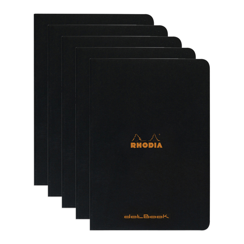 5PK Rhodia A4 Cahier Notebook Office Stationery Dot Grid - Black