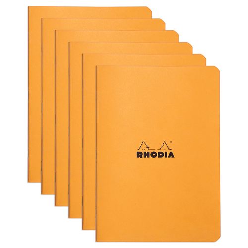 6PK Rhodia A5 Cahier Notebook Office Stationery 5x5 Grid - Orange