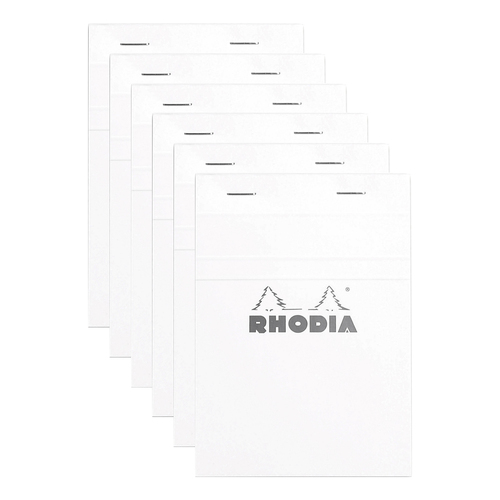 6PK Rhodia No.13 Top Stapled A6 Notepad 5x5 Grid - White