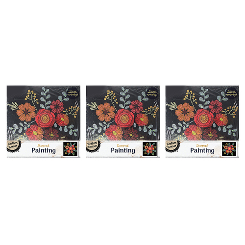 3PK Krafters Korner Diamond Painting Flower Creative Kids/Childrens Craft 6+