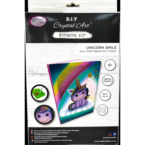 Craft Buddy Unicorn Smile 50-Pages Notebook Crystal Art Kit 18x26cm 8y+