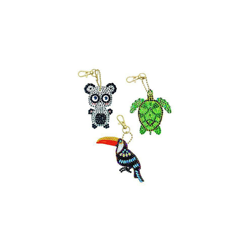 3pc Craft Buddy Exotic Animals Keyring Crystal Art Kit 8y+