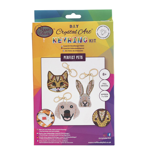 3pc Craft Buddy Perfect Pets Keyring Crystal Art Kit 8y+