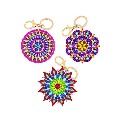 3pc Craft Buddy Mandalas Theme Keyring Crystal Art Kit 8y+