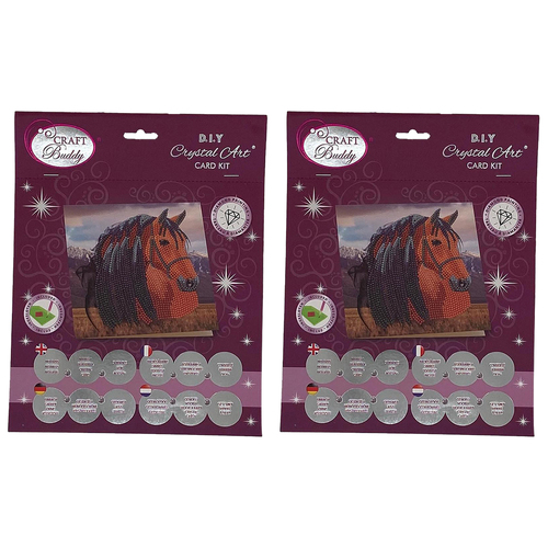 2x Craft Buddy Horse Crystal Art Card 18x18cm Kids/Family 8y+