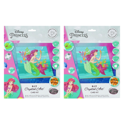 2x Craft Buddy Ariel Crystal Art Card 18x18cm Kids/Family 8y+