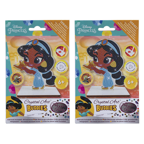 2x Craft Buddy Disney Jasmine Diamond/Crystal Art Buddies Figurine 6y+