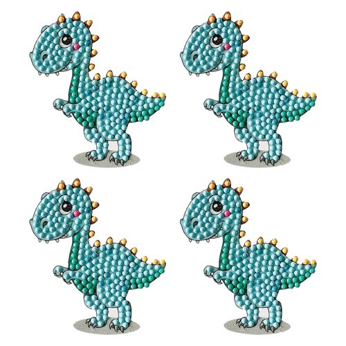 4x Craft Buddy Crystal Art Motif Cute Dinosaur 9x9cm Kids/Family 8y+