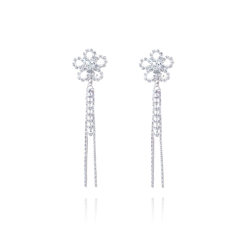 Culturesse Everett 85mm Flower Tassel Clip-on Earrings For Pierced Ears - SLV