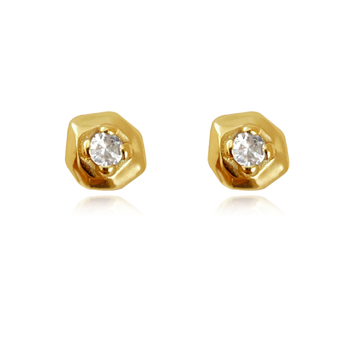 Culturesse Suvi 6mm Artsy Rocky Stud Earrings - Gold Vermeil