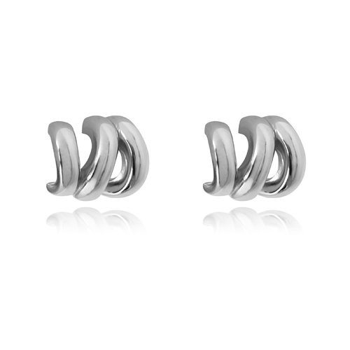 Culturesse Aline Artsy 12mm Tri-Curve Earrings - Silver