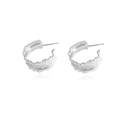 Culturesse Monte 20mm Textured Hoop Earrings - Silver