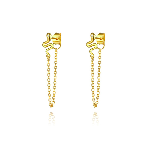 Culturesse Kalea 26mm Snake Chain Stud Earrings - Gold Filled