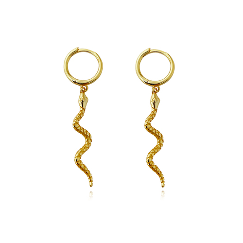 Culturesse Bambie 37mm Serpent Drop Earrings - Gold