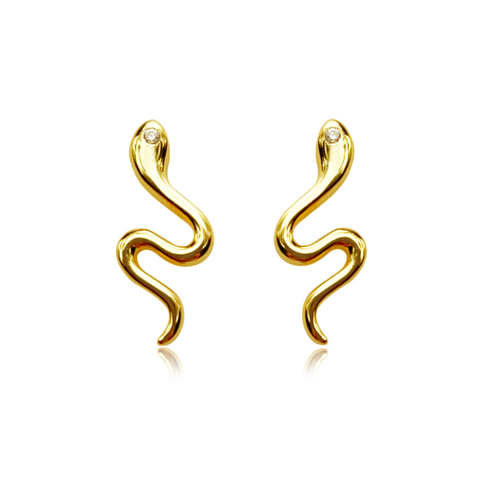 Culturesse Ava 10mm Snake Stud Earrings - Gold Filled