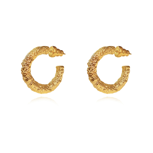 Culturesse Dejouer 24K Textured 25mm C Hoop Earrings - Gold