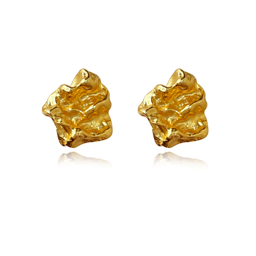 Culturesse Imani 14mm Solid Sculpture Stud Earrings - Gold