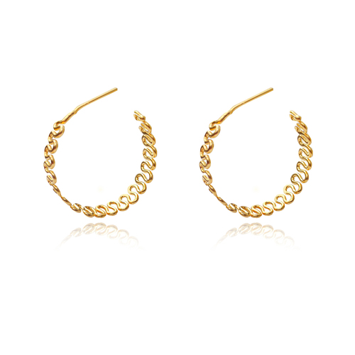 Culturesse Janae 24K Artisan 40mm Golden Spring Hoop Earrings - Gold