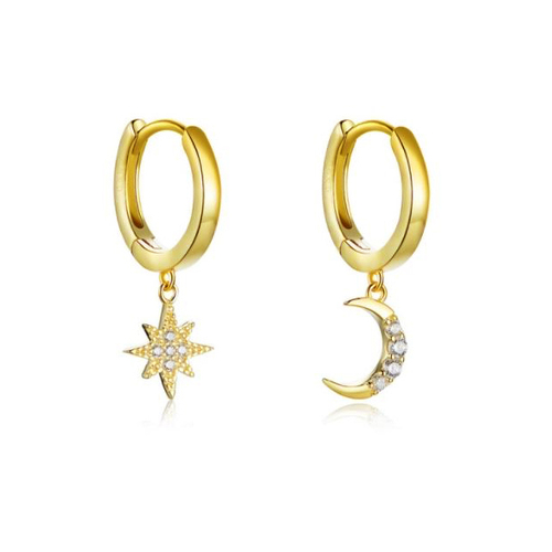 Culturesse Alula 21mm Celestial Beauty Mismatching Huggie Earrings - Gold