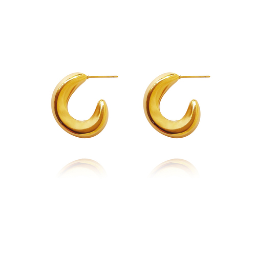 Culturesse Maude 20mm Contemporary Curve Earrings - Bright Gold