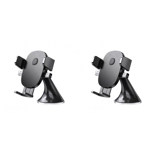 2PK Laser Adjustable Windscreen Car Phone Holder Mount - Black