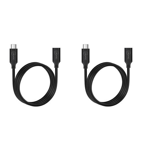 2PK Cruxtec CTCF-10G-05BK USB-C Male to Female Extension Cable 50cm Black