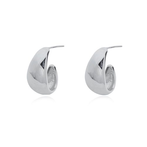 Culturesse Elea Modern 17mm Stud Teardrop Earrings - Silver