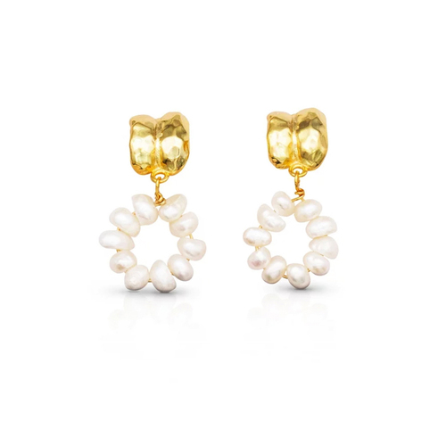 Culturesse Karmi 13mm Textured Pearl Drop Earrings For Pierced Ears