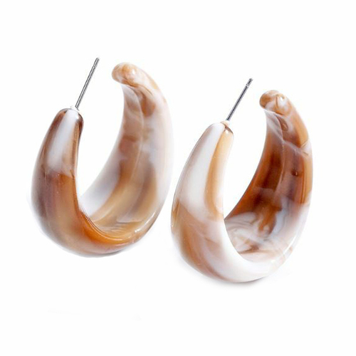 Culturesse Genvieve 33mm Resin Hoop Earrings - Cinnamon