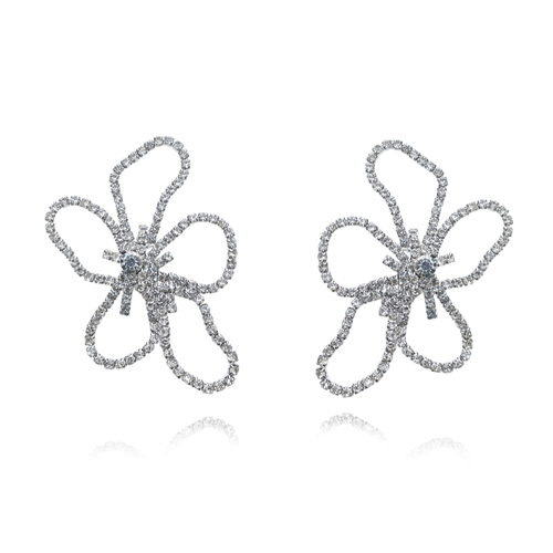 Culturesse Julieta Catwalk 95mm Oversized Flower Drop Earrings - Silver