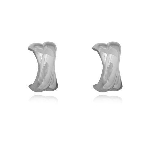 Culturesse Archie 14mm Artsy Twin Curve Earrings - Silver