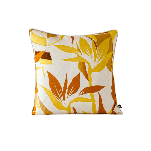 Rayell Bird O Paradise 50x50cm Cushion Linen w/ Feather Insert Mustard