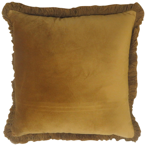 Darlin Velvet 45x45cm Gold Velvet Fringed Square Cushion