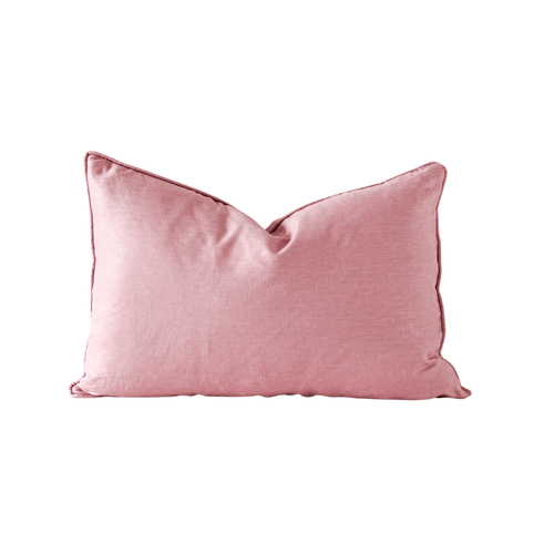 Rayell 60x40cm Indoor Linen Cushion w/ Feather Insert - Blush