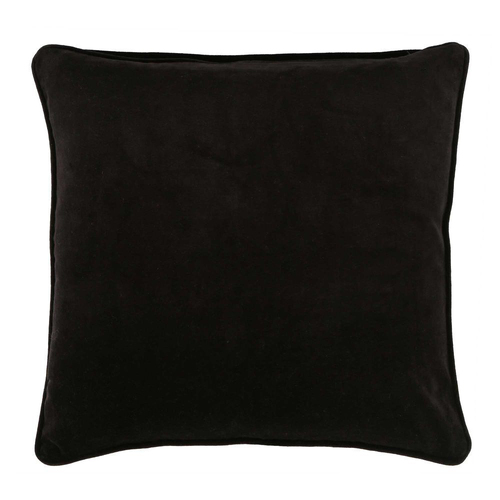 Belle Chelsea Velvet Cotton Cushion Cover 50x50cm Square - Black