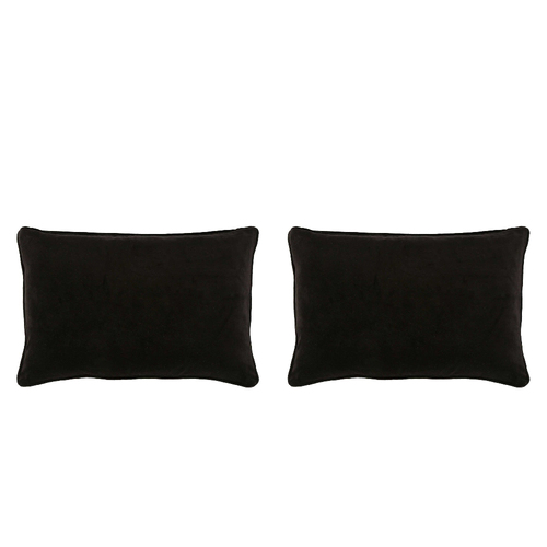 2PK Belle Chelsea Velvet Cotton Cushion Cover 40x60cm Rectangle - Black