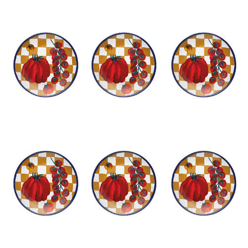 6PK Porto Valentina Porcelain Round Side Plate Tomato Medley 20cm