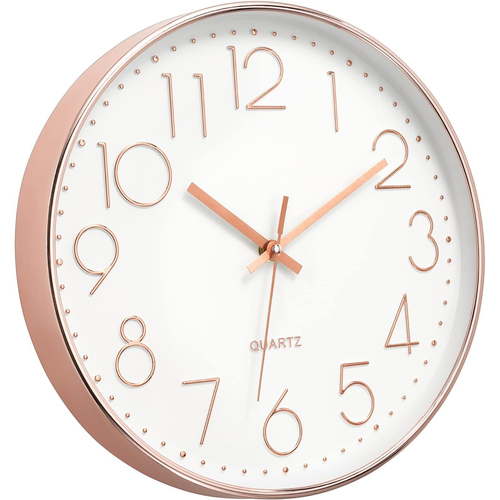 Degree Quartz Modern Wall Clock Rose Gold/White 35cm