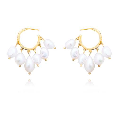 Culturesse Chelsea 40mm Freshwater Pearl Drop Earrings - White