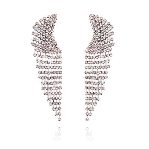 Culturesse Luciana 11cm Crystal Diamante Drop Earrings - Silver