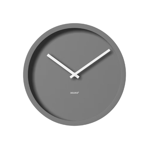 Degree Minimal Clock Steel Home Office Decor Quartz Wall Grey Round 30cm