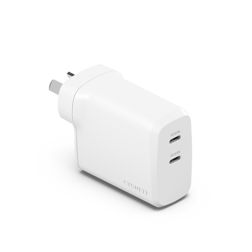 Cygnett PowerPlus 60W USB-C Dual Ports Wall Charger - White