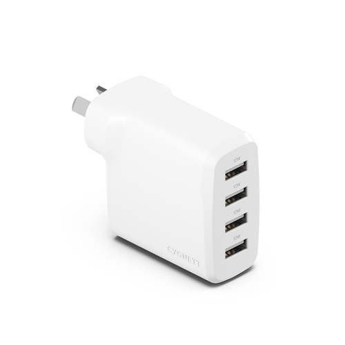 Cygnett PowerPlus 24W USB-A Multi Port Wall Charger iPhone - White