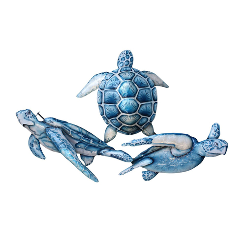 Darlin Capiz/Metal 75x50cm Turtle Trio Wall Art Home Hanging Decor Blue/White